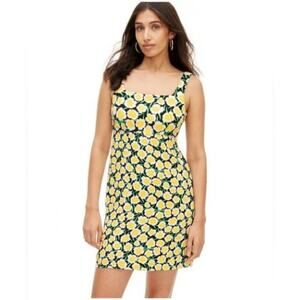 New Diane Von Furstenberg Yellow Black White Poppy Mini Shift Dress Size 14